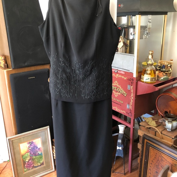 Dress Barn Dresses & Skirts - Dress Barn Woman 14W Black Formal Long Dress Gown Sequins Short Sleeve